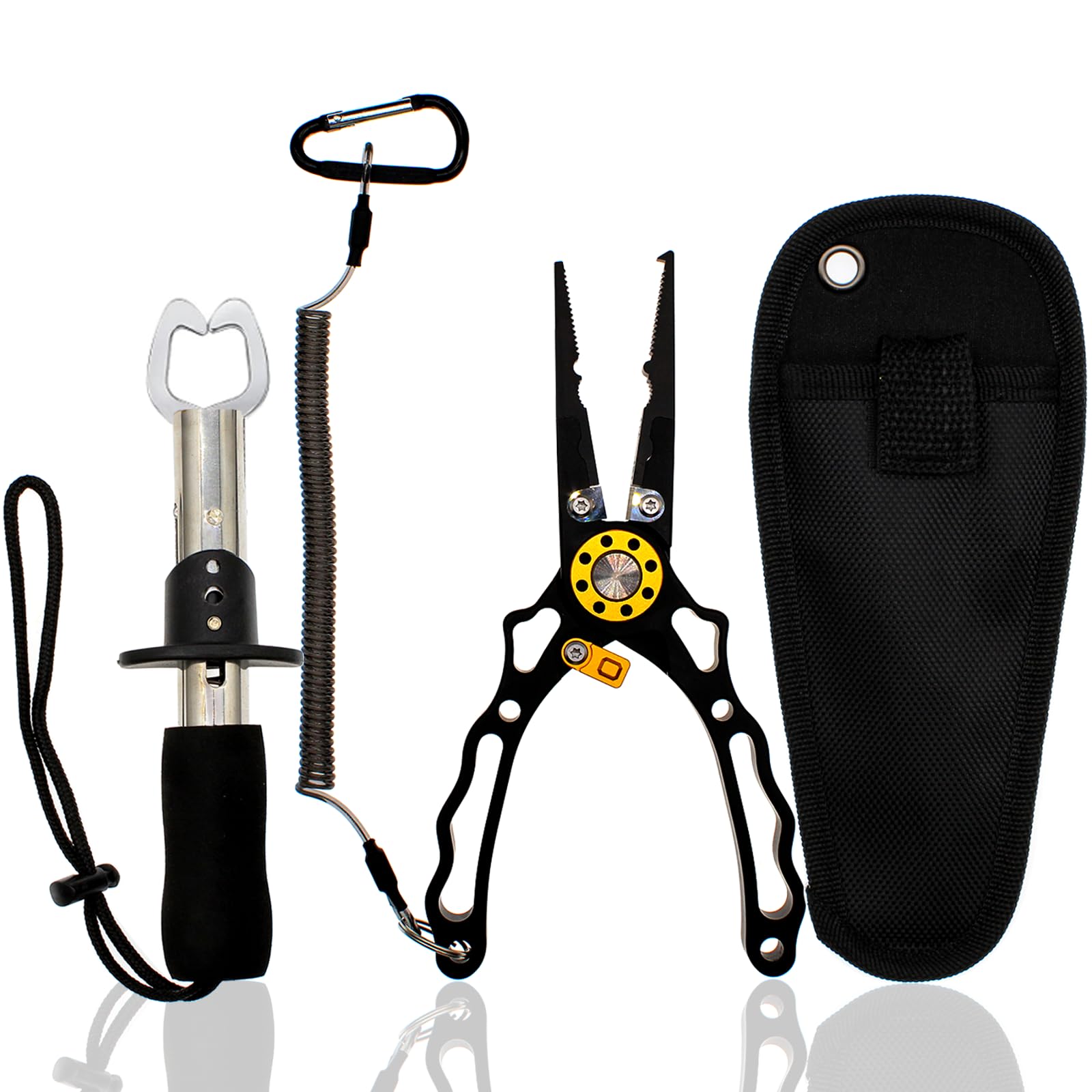Lfemro Fishing Pliers Fish Lip Gripper Muti-Function Fishing Pliers Hook Remover Split Ring Fly Fishing Tools Set Fishing Gear Fishing Gifts for Men